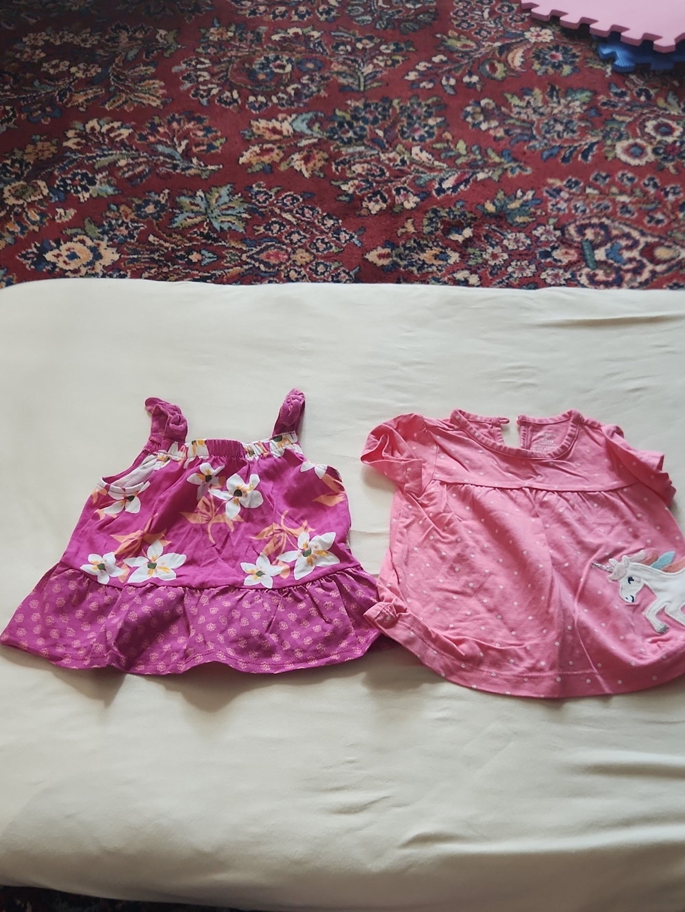 Carter's Magenta Floral Tank & Light Pink Unicorn Tee Set